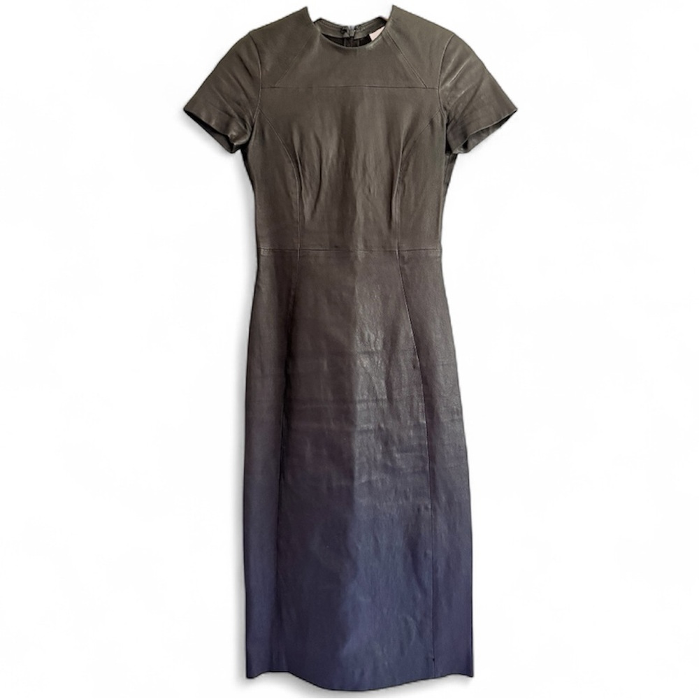 Iris & Ink lamb‎ skin leather pencil dress size 2 Black made in Italy